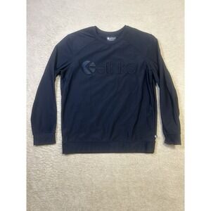 Ethika Medium Black Pullover Sweatshirt Raised Black Embroidered Logo‎ Casual